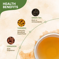 Chaayos Turmeric Cinnamon Green Tea | Turmeric Cinnamon Tea | Whole Leaf Loose Tea | Immunity Boosting - 100g [50 Cups] | Antioxidant Green Tea | Green Tea