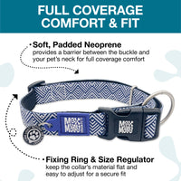Max & Molly Soft Padded Neoprene Dog Collar w/Smart ID Gotcha! QR Pet Safety Tag, Durable, Waterproof, Anti-Stink, Machine Washable Collar for Dogs, Mykonos Navy Stripe, S