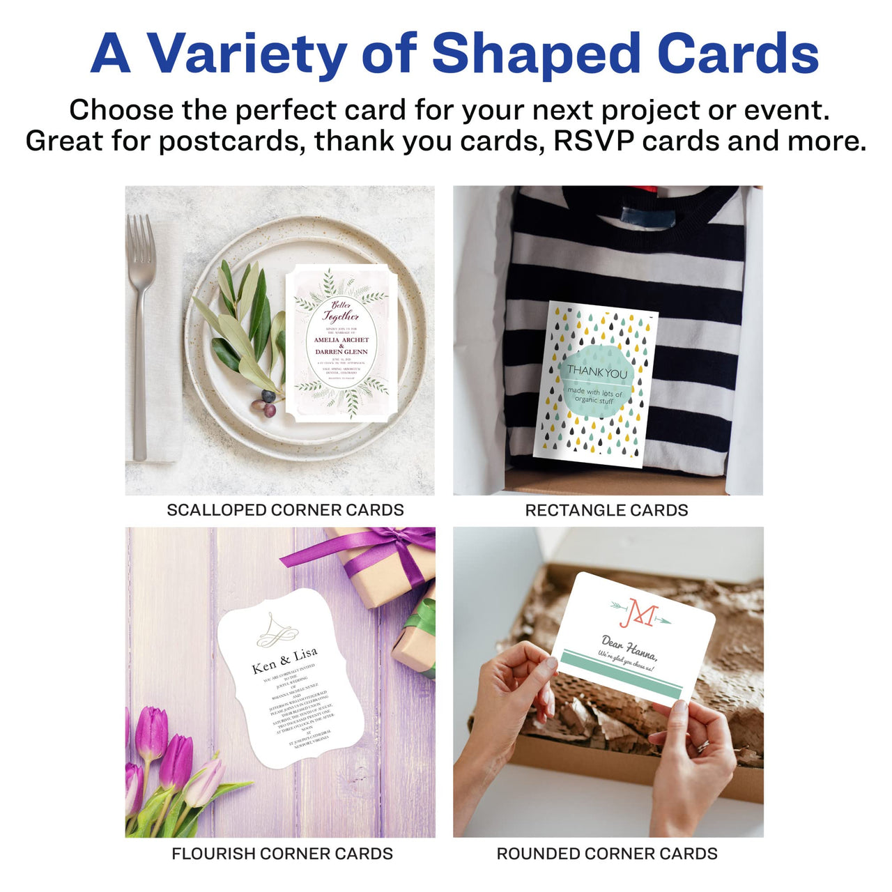 Avery Postcards with Scalloped Corners and Sure Feed Technology, 3.5" x 5", Matte White, 100 Cards Total, Laser/Inkjet Printable Cards (5626)