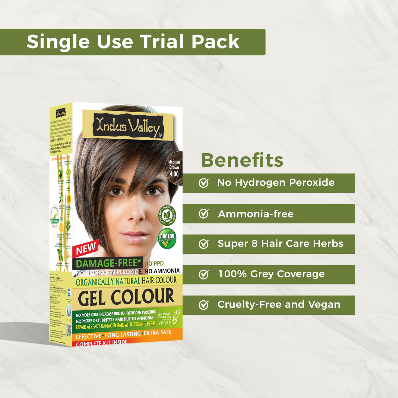 INDUS VALLEY Hair Color Trial Pack | Medium Brown With Hair Ultima Spa (175 ml)