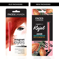 Facescanada Magnet Liquid Eyes Kajal, Waterproof, 24Hrs Long Stay, Smudgeproof, Almond Oil & Vit E Enriched, One Stroke Smooth Glide, Black 0.35G & Faces Splash Glossy Nail Enamel, Viola 41, 8 Ml