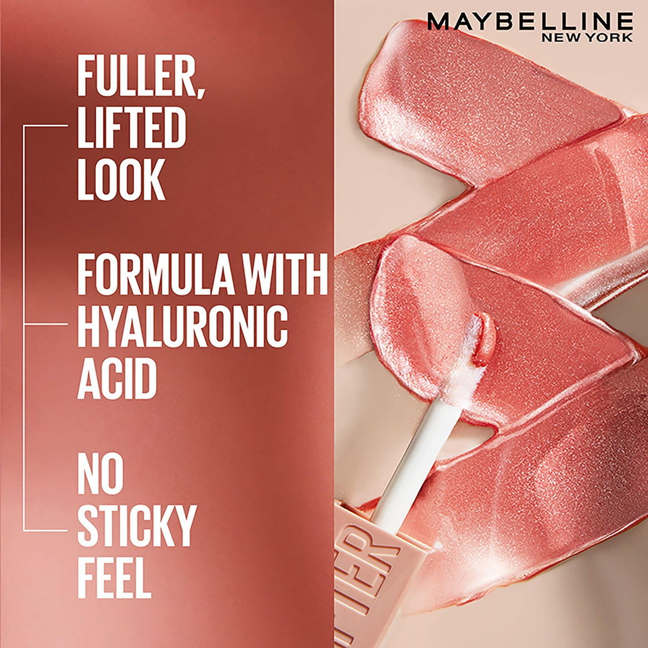 Maybelline New York Smooth And Non-sticky Lifter Gloss - Petal | Tinted Lip Gloss With Hyaluronic Acid for Hydrated & Plump Lips | Non-Sticky application | Long-lasting Fuller & Lifted Look | 5.4ml