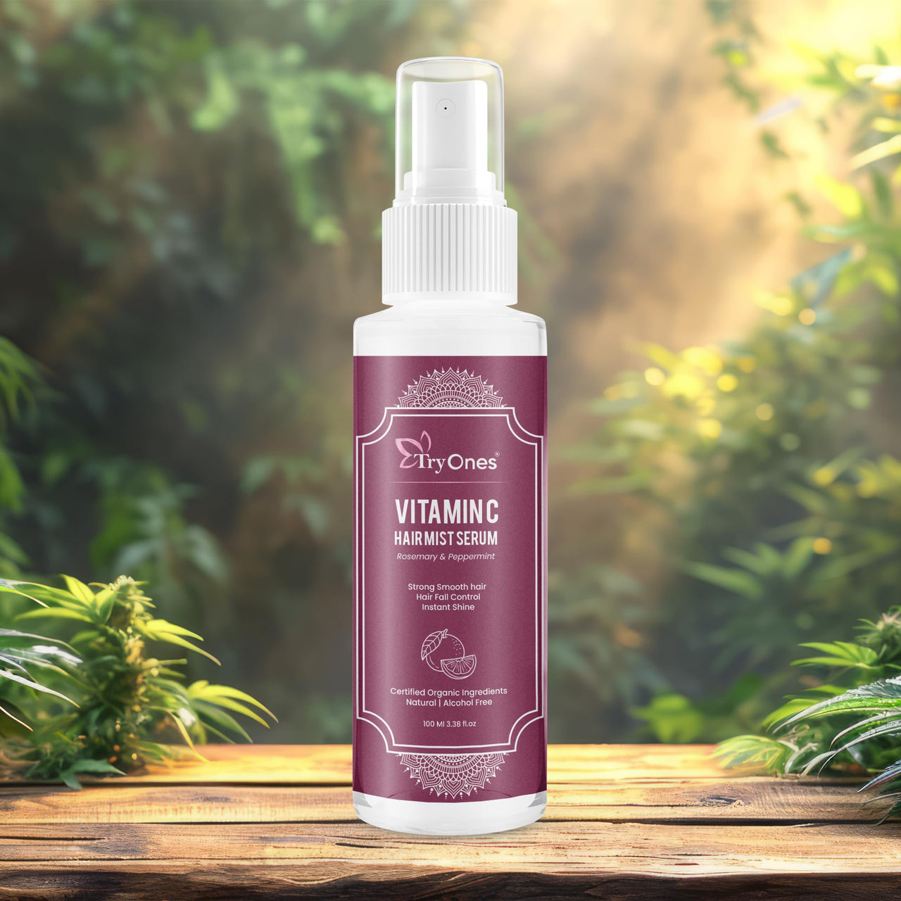 TryOnes Professional Hair Serum for Frizzy Hair||Serum for Women & Men||All Hair Types for Frizz-free, Smooth & Glossy Hair||Vitamin C Hair Mist Serum_100ML