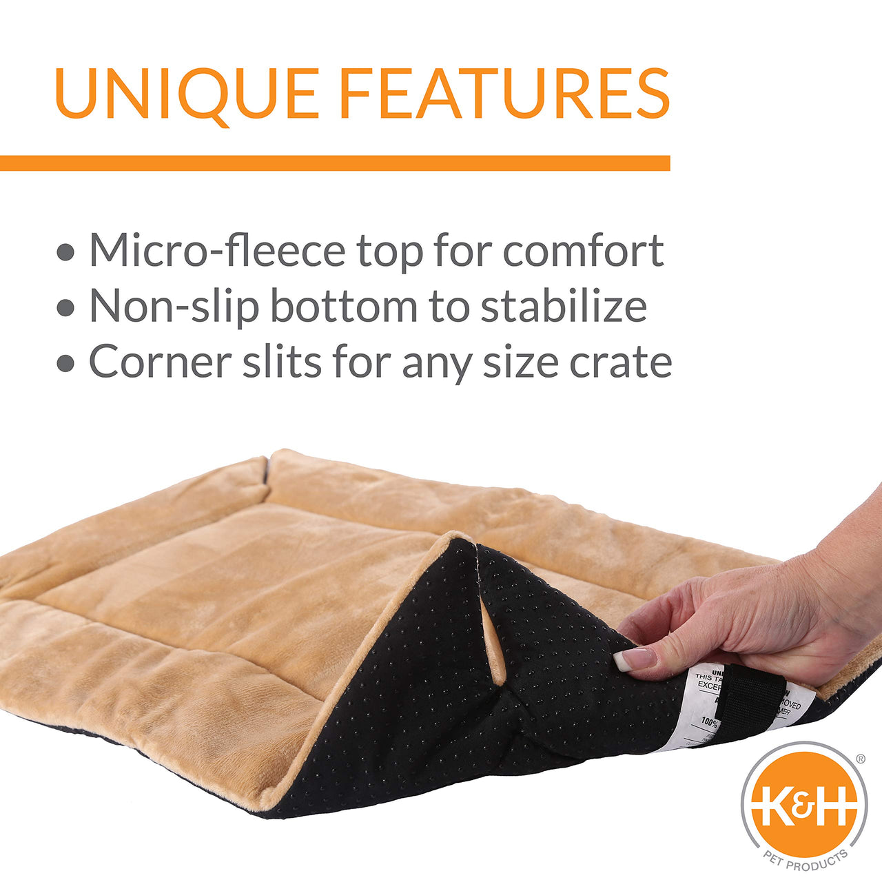 K&H Pet Products Self-Warming Crate Pad, Warming Dog Crate Bed, Machine Washable Dog Crate Mat, Tan Small 20 X 25 Inches