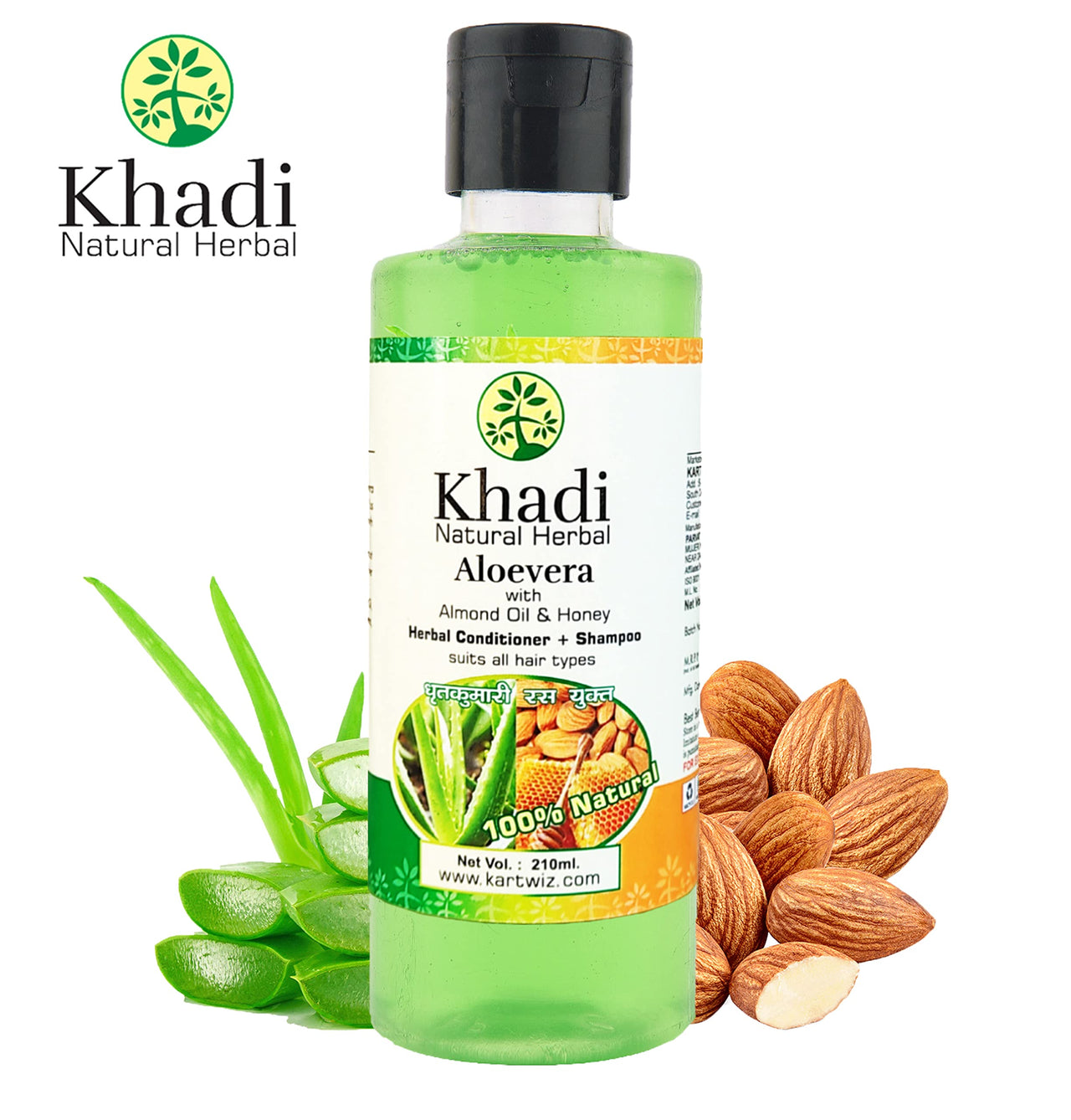Khadi Natural Herbal Aloevera Shampoo, Green, 840 ml, 4 Count