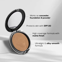 RENEE Pro Hd 3-In-1 Compact-Miel,Works As Compact Powder,Concealer&Foundation For All Skin Types,Spf 20,Matte Finish,High Coverage,Ultralight&Silky Smooth Finish With Vitamin E,C&Aloe Vera,9 Gm,Beige