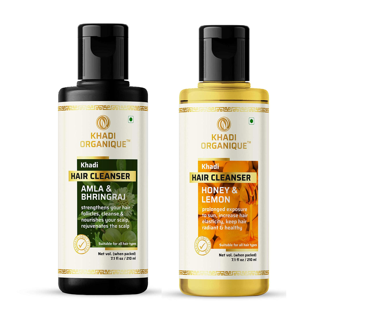 Khadi Organique Amla Bhringraj Honey And Lemon Juice Natural Cleanser (Shampoo) Combo Pack