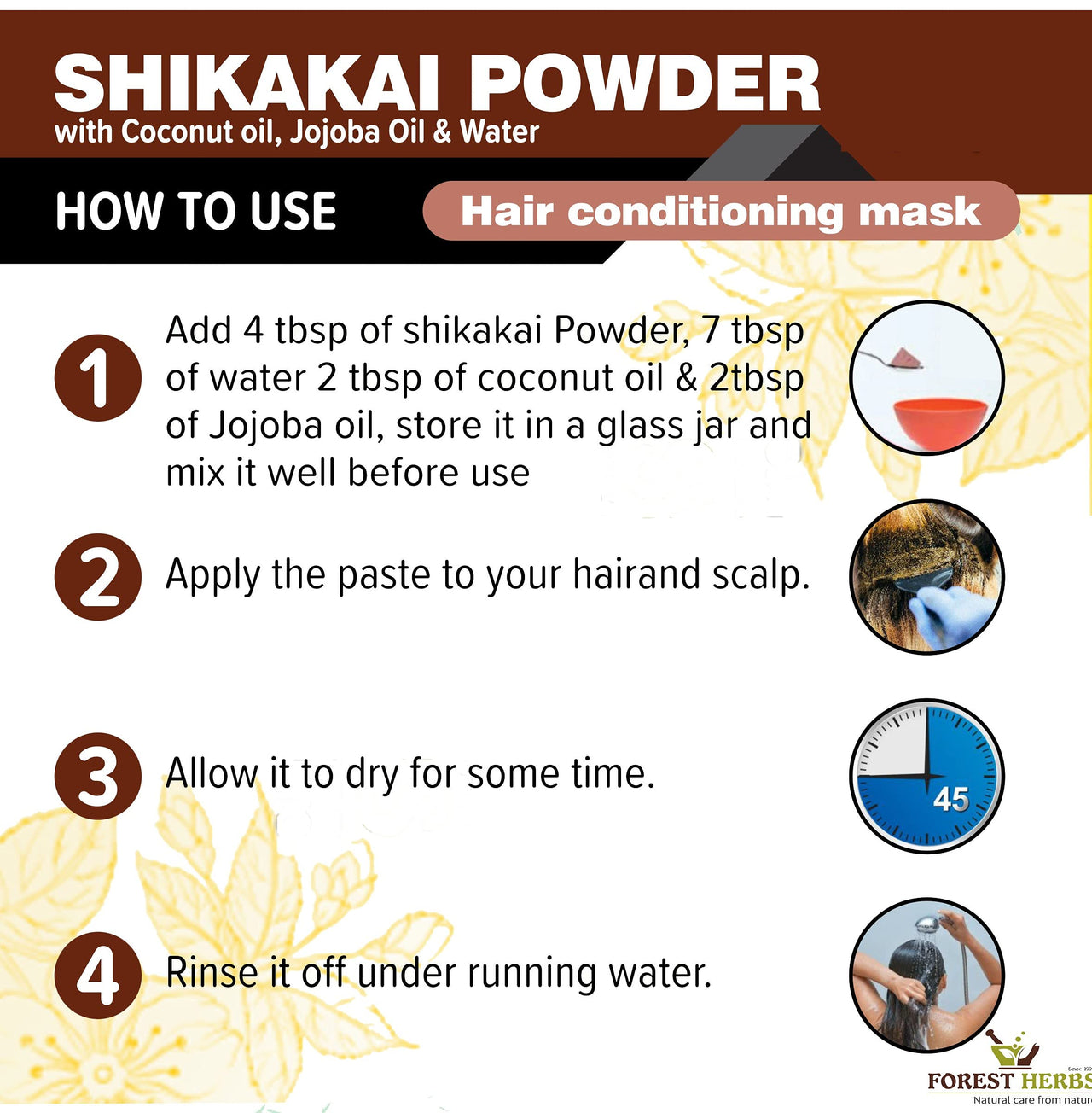 THE FOREST HERBS Natural care from nature 100% Pure Shikakai Powder, Acacia Concinna Excellent Hair Conditioner Powder For Hair 200g, All, (1 count)