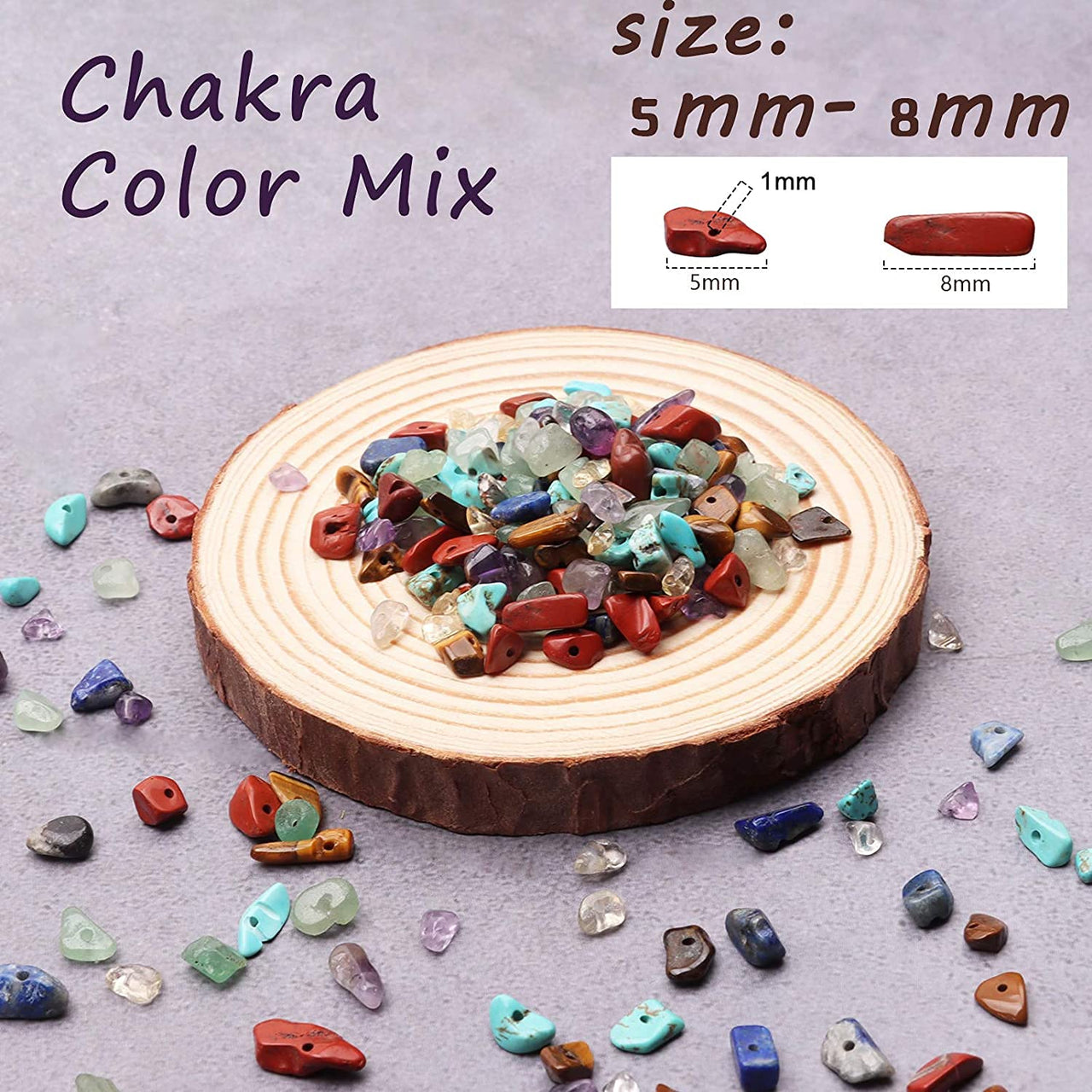 GangGangHao Natural Chip Stone Beads About 1888pcs Irregular Gemstones Healing Crystal Loose Rocks Bead Hole Drilled DIY for Bracelet Jewelry Making Crafting (5-8mm, 15 Color Mix-S2) 15 Color-S2
