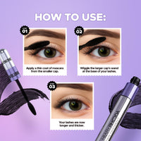 Hilary Rhoda Twin Twister Mascara | Volumises & Lengthens | Waterproof & Smudge-Proof Formula | Enhances Curl & Clump-Free | Highly Pigmented - 12ml