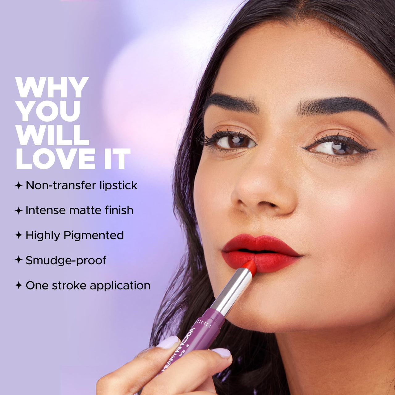 Hilary Rhoda Pro Matte Non-Transfer Lipstick | Waterproof & Smudge-Proof | 12-Hour Long Stay | 24 Shades Available | Highly Pigmented Matte Finish Lipstick | 2g - (Wine Rouge | Shade 24)