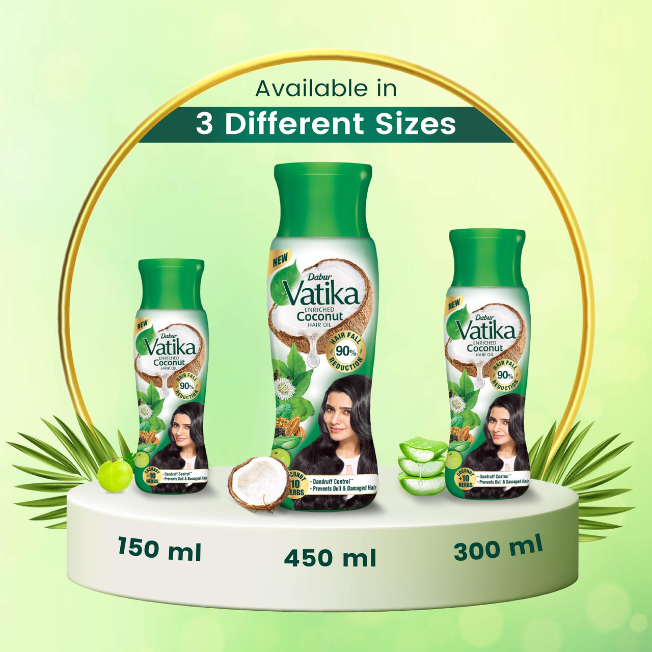 Dabur Vatika Enriched Coconut Hair Oil - 300ml | For Strong, Thick & Shiny Hair | Clinically Tested to Reduce 90% Hairfall in 4 Weeks | Prevents Dull & Damaged Hair | Enriched with 10 Herbs