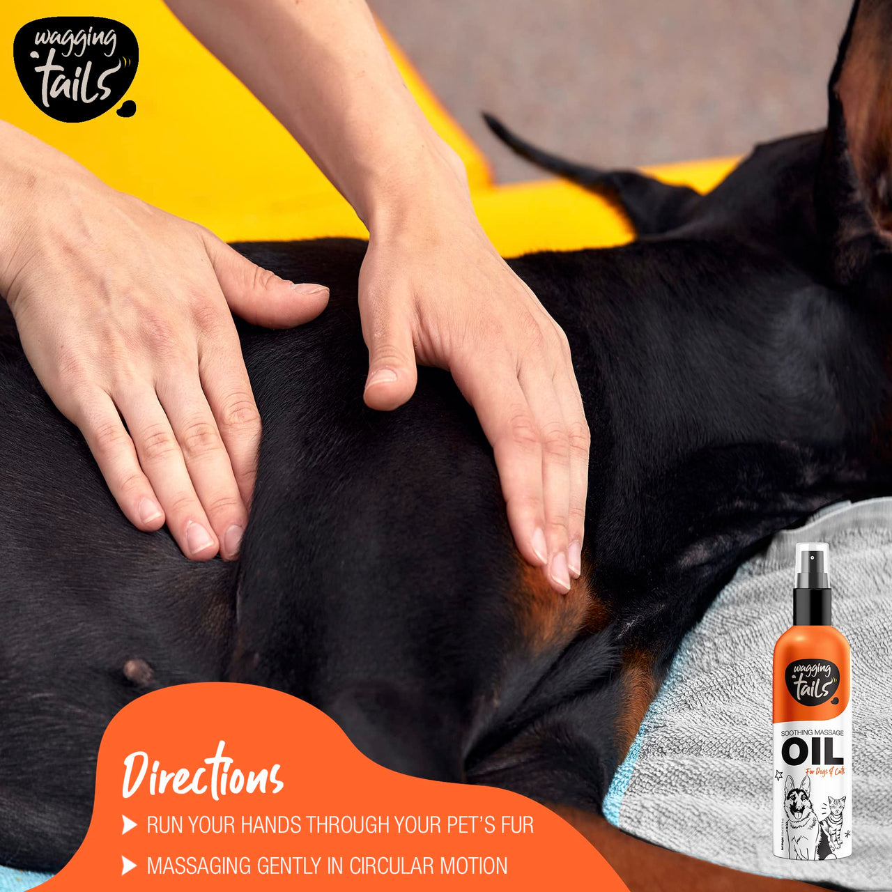 Wagging Tails Soothing Massage Pets Oil - 200 ml -Pack of 2 |Massage Oil for Dogs, Cats, and Pets with Vitamin E | Natural Oil use to Controls Hair Fall & Improves Coat Shine and Softness