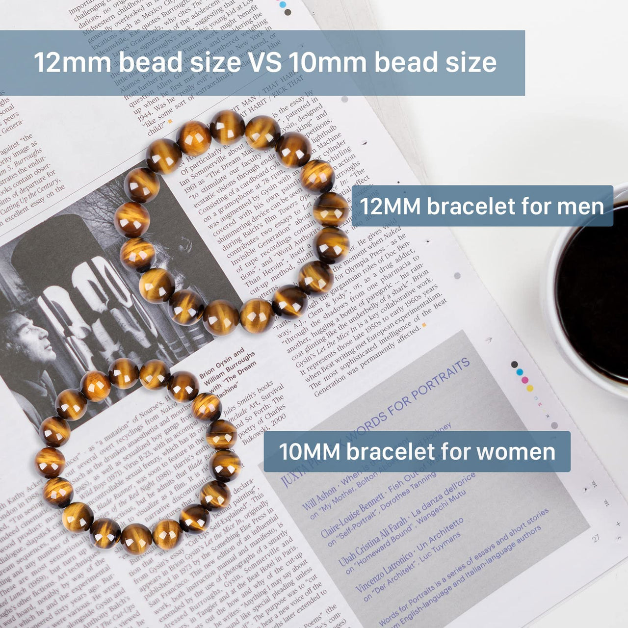 Tiger Eye Bracelet for men women Anti-anxiety, stress relief and confidence Bracelet, Handmade natural stone Crystal bead jewelry Chakra healing Protection bracelets (10MM) 10MM Tiger Eye