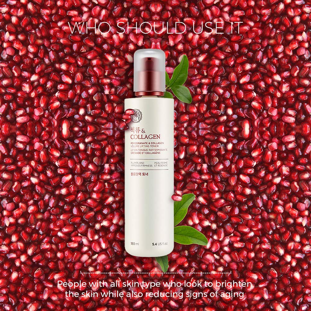 The Face Shop Pomegranate and Collagen Volume Lifting toner with Pomegranate Extracts to nourish & brighten skin|Face Toner for Anti-Ageing, Bright & firm Skin| Suitable for all skin types, 160ml