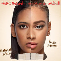 HUDA GIRL Professional 2 in 1 Black & Dark Brown Hair Cover Up Powder & Grey Hair Coverage Touch Up Stick, Instant Hairline Powder Root touch up Solution, Cover Up Hair Powder for Women & Men