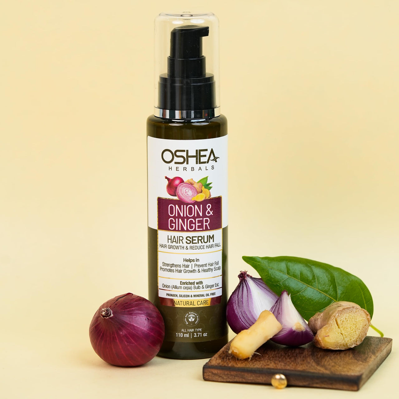 Oshea Herbals Natural Hair Growth Serum | Strengthens Hair, Prevent Hair Fall & Promotes Hair Growth with Healthy Scalp | Enriched with Onion Bulb & Ginger Extract - 110ml