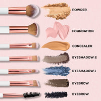 RENEE All In 1 Professional Makeup Brush Set of 6, Premium Easy To Hold & Precise Application For Face, Eyes & Brows | Cruelty Free & Uniquely Designed Super Soft Bristles For Unparalleled Precision