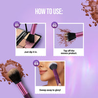 Hilary Rhoda One Touch Brush | Soft Bristle Makeup Brush For Cream, Liquid & Powder Foundation & Blush | Non Absorbing Makeup Brush