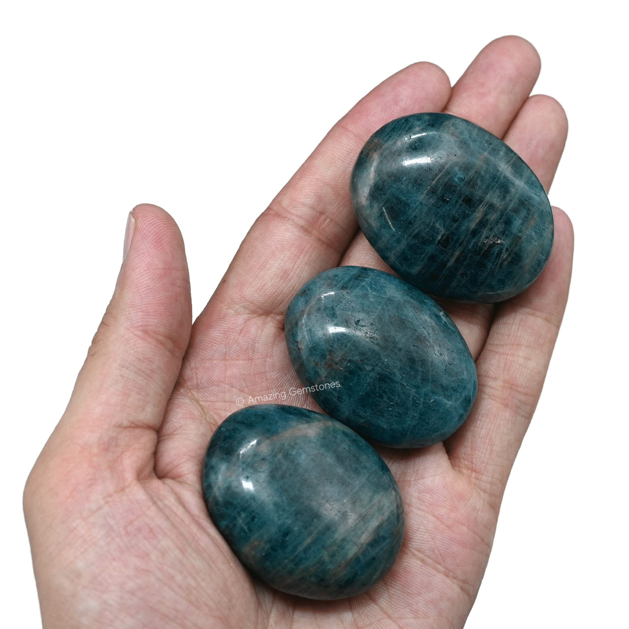 Green Apatite Palm Stone - Pocket Massage Worry Stone for Natural Body Chakra Balancing, Reiki Healing and Crystal Grid Green Apatite