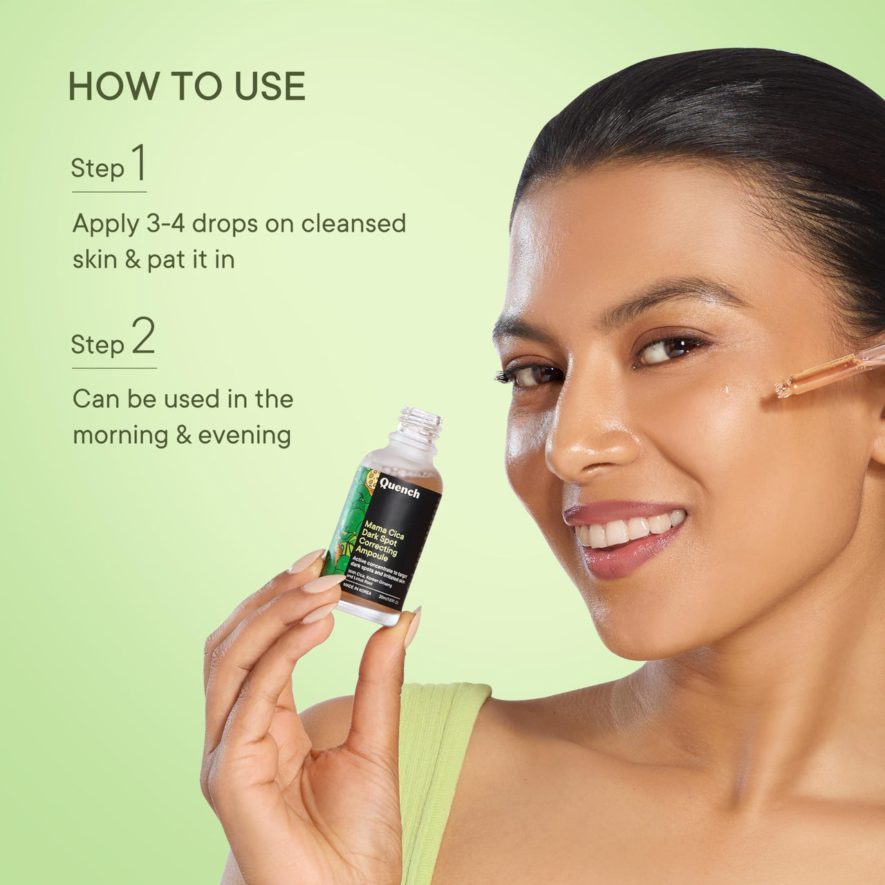 Quench Dark Spot Correcting Serum with Cica Herb Repair & Hyaluronic Acid | Concentrated Ampoule to Reduce Dark Spots | For Pigmented and Uneven Skin Tone | Made in Korea (30ml)