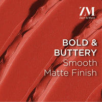 ZM Zayn & Myza Rich Matte Lipstick | Smooth and Light Weight | Intense Color in one Swipe | High Pigmentation Bullet Lip Stick Enriched with Argan oil, Murumuru and Shea Butter, (Prep Show, 4.2 G)