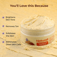 Naturali Ubtan Brightening Body Scrub | With Superfoods Saffron & Turmeric | Exfoliates | Removes Tan | Boosts Skin Glow | Paraben-free | For All Skin Types | 200gms