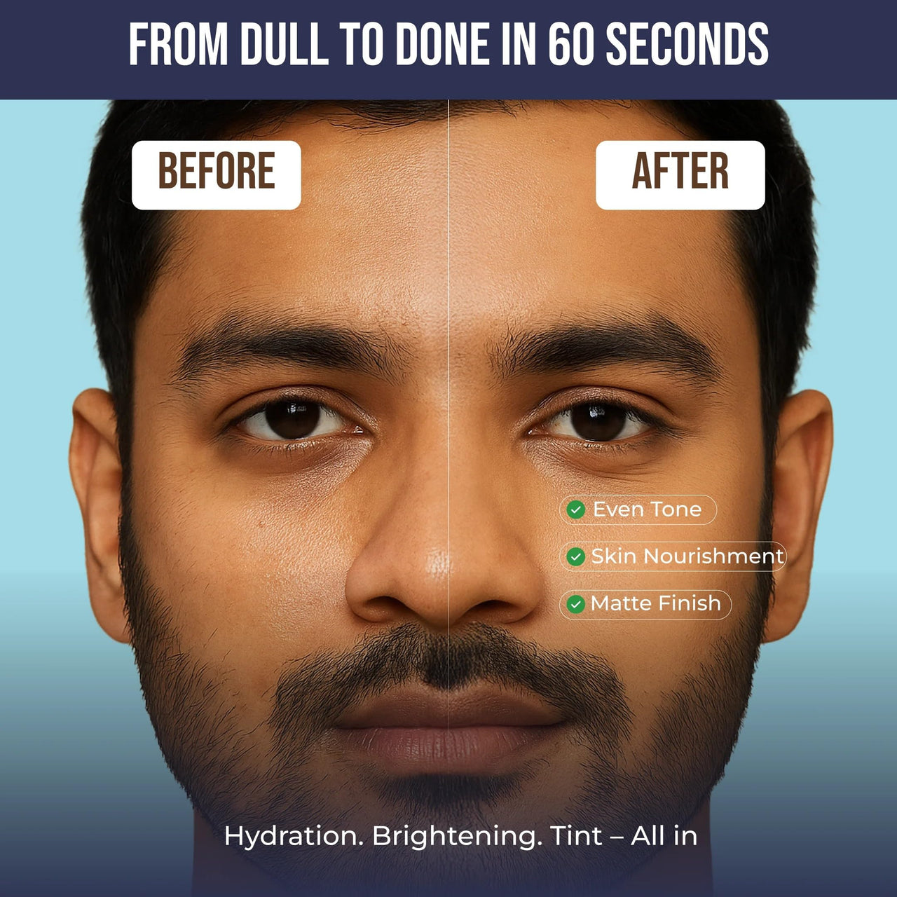 Yaan Man Tinted Moisturizer for Men, 30gm (Dark) | BB Cream | Improves Uneven Skin Tone| Hydrating and Light Weight, Non Sticky Makeup | With Kale Oil & Trehalose