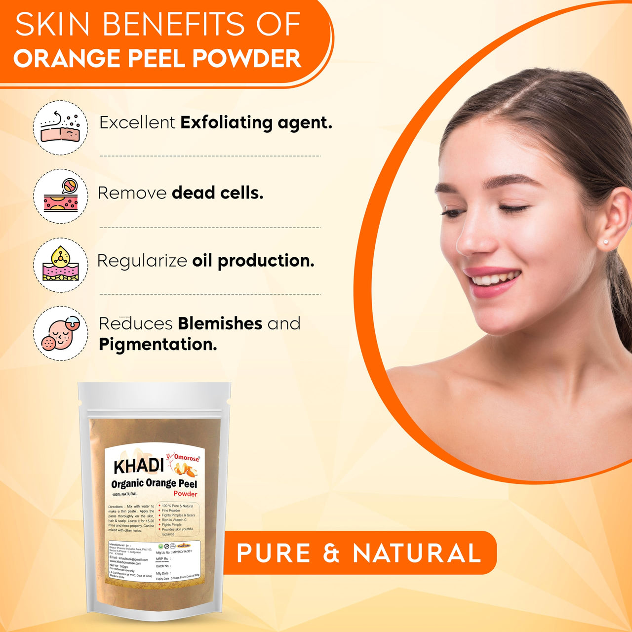 Khadi Omorose Orange Peel Powder For Natural Cleanser (100 Gms)