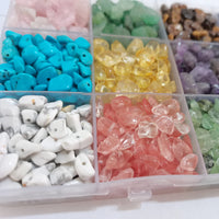 GangGangHao 1888 Pcs Natural Chip Stone Beads About 500g Irregular Gemstones Healing Crystal Loose Rocks Bead Hole Drilled DIY for Bracelet Jewelry Making Crafting (5-8mm, 15 Color Mix-S1) 15 Color-S1