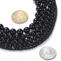 Natural Stone Beads 4mm Black Onyx Agate Gemstone Round Loose Beads Crystal Energy Stone Healing Power for Jewelry Making DIY,1 Strand 15