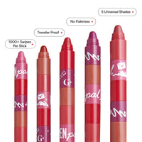 Gush Penpal 5-In-1 Lipstick| Five Shades In One| Multi-Use Stackable Lipstick For Lips, Long Lasting, Creamy Matte Finish| Moisturizing Formula With Intense Color Payoff, 4.8 G