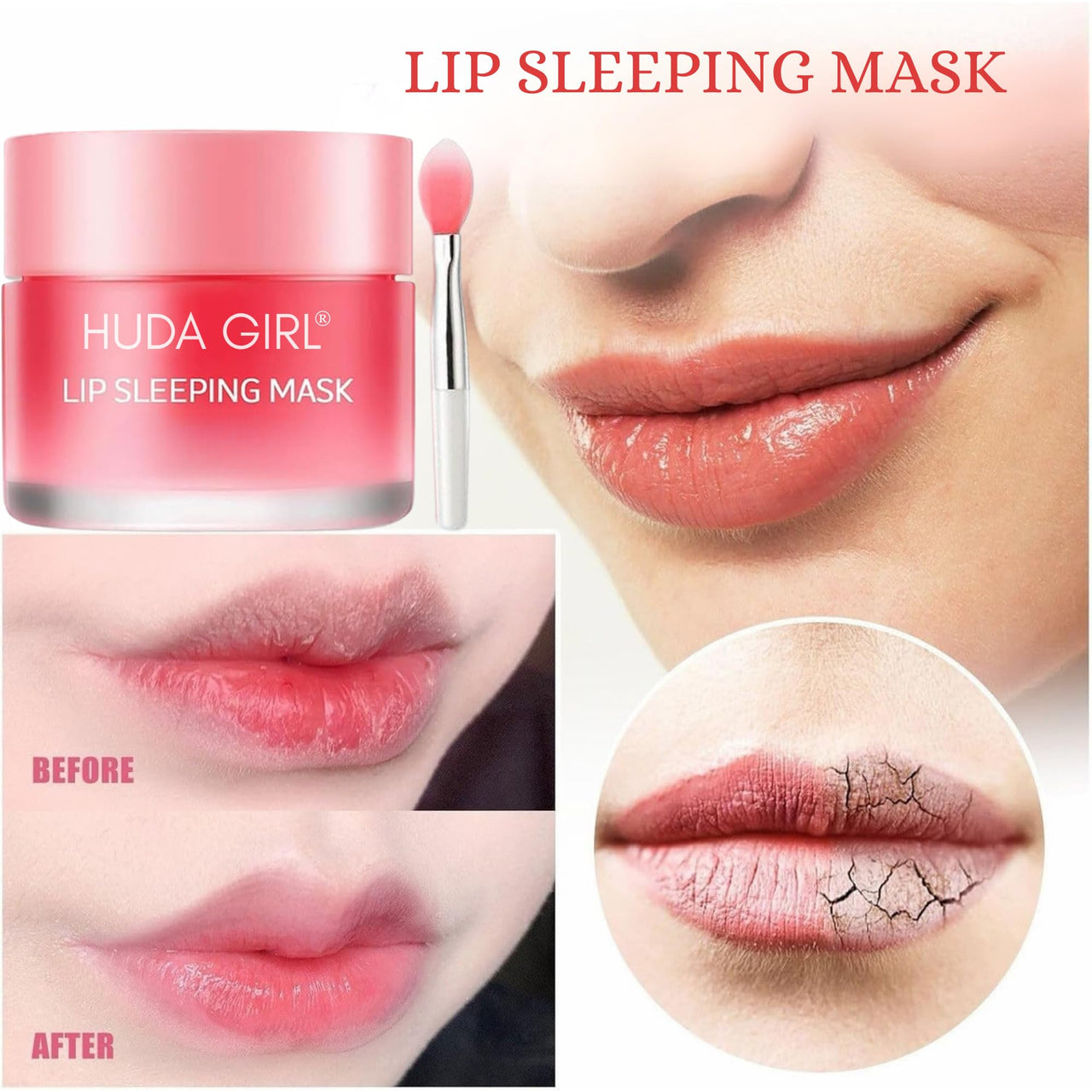 Huda Girl Lip Sleeping Mask | Lip Mask Overnight for Soft, Smooth & Plump Lips | Naturally Glowing Lips | Sleep Mask for Women for Girls | Lip Mask for Dark Lips & Lasting Hydration