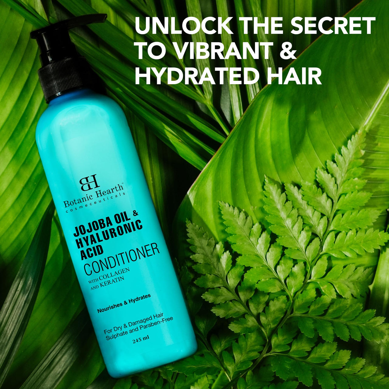 Botanic Hearth Jojoba & Hyaluronic Acid Conditioner With Keratin & Collagen|Hydrates Hair & Adds Shine For Dry & Dehydrated Hair Sulphate & Paraben Free 245Ml,1 Count