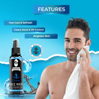 Muuchstac Ocean Face Wash for Men | Fight Acne & Pimples, Brighten Skin, Clears Dirt, Oil Control, Refreshing Feel - Multi-Action Formula (3x100 ml)