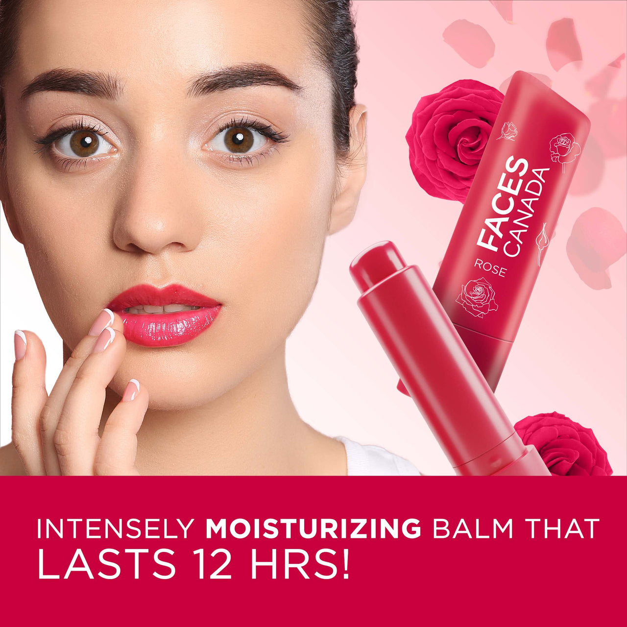 FACES CANADA Color Lip Balm - Rose Petal 03, 4.5g | Red Tint | 12HR Moisture | SPF 15 | Shea Butter, Vitamin C & E Enriched | Hydrating & Nourishing For Dry Chapped Lips | Softens Lips