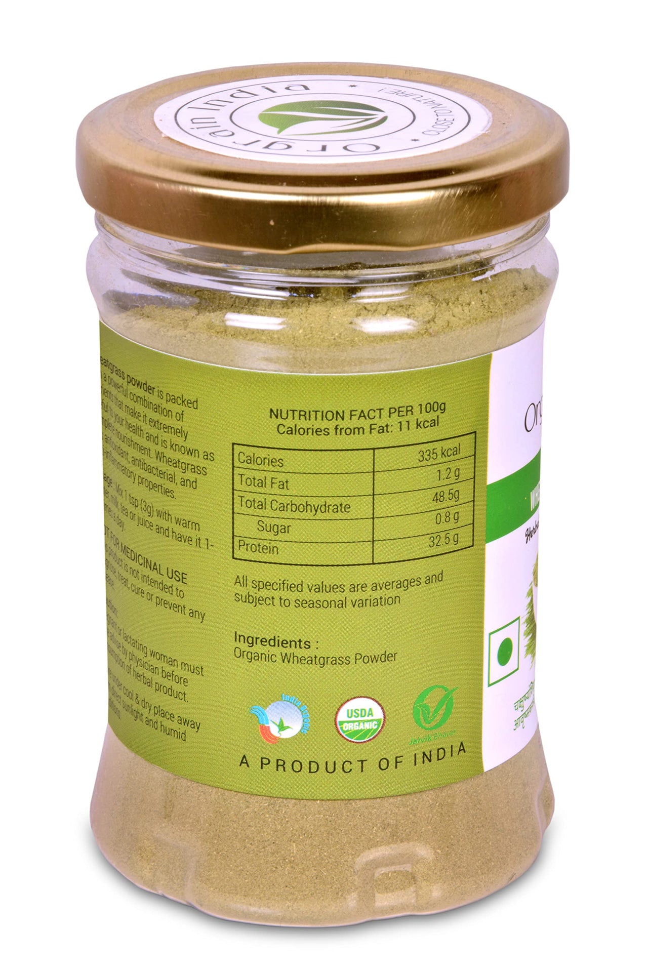Orgrain India Organic Wheatgrass Powder 150g (Pack of 2 * 75g) | Company-Owned Farmlands