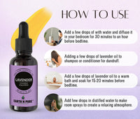 Earth N Pure Lavender Essential Oil Natural and Therapeutic Grade with Glass Dropper -15 ml