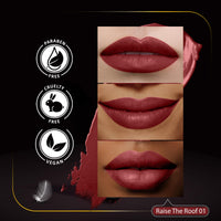 FACES CANADA Festive Hues - Comfy Matte Creme Lipstick Pack of 2 - Raise The Roof & Not A Quitter (4.2gx2) | Long Stay | Creamy Matte Finish | Intense Color | Single Stroke Smooth Application