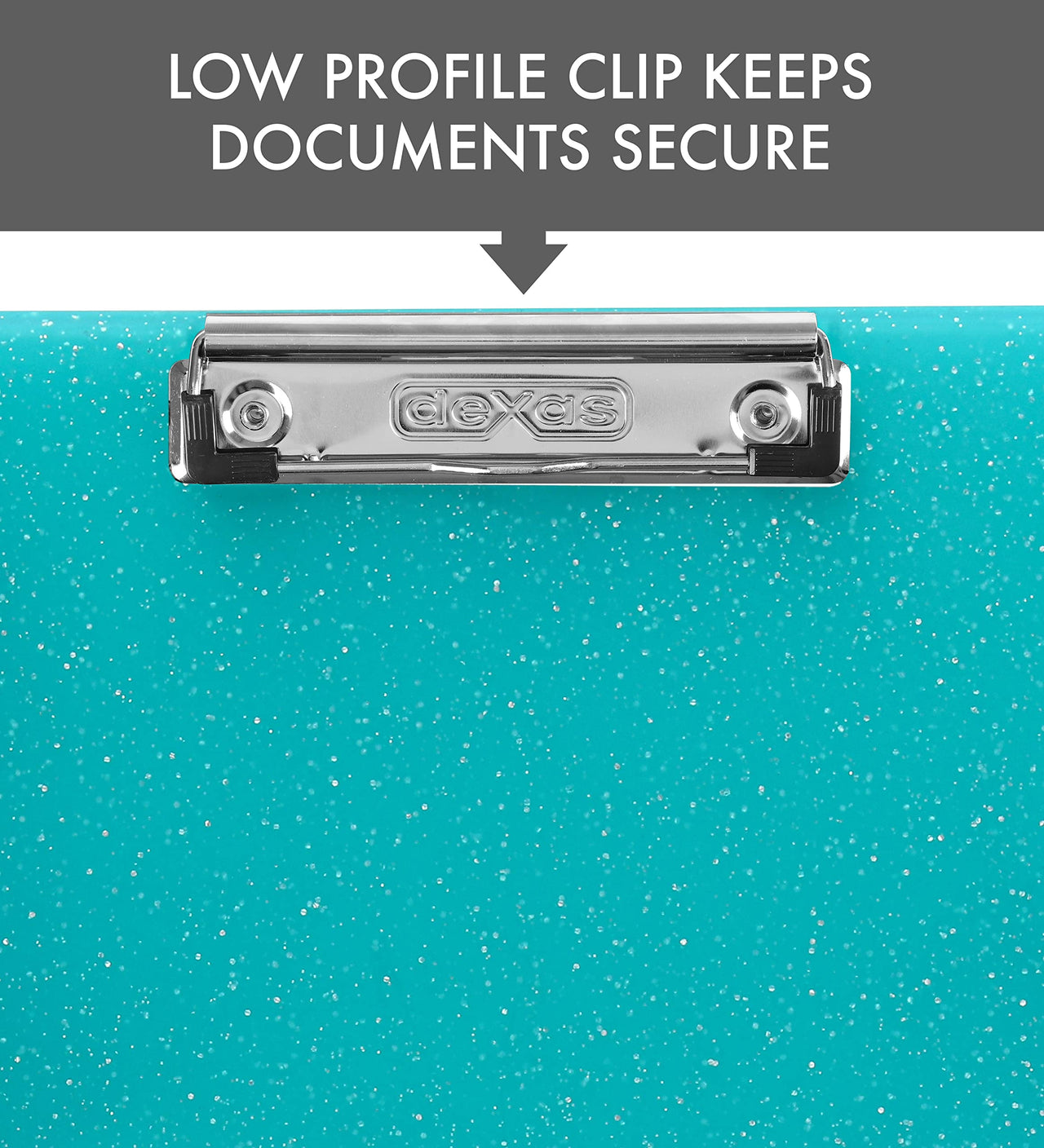 Dexas Slimcase 2 Storage Clipboard with Side Opening, 12.5 x 9.5 inches, Teal Glitter. Organize in Style for Home, School, Work or Trades! Ideal for Teachers, Nurses, Students, Homeschooling