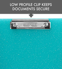 Dexas Slimcase 2 Storage Clipboard with Side Opening, 12.5 x 9.5 inches, Teal Glitter. Organize in Style for Home, School, Work or Trades! Ideal for Teachers, Nurses, Students, Homeschooling