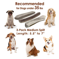 Elk Antler Chews for Dogs | Naturally Shed USA Collected Elk Antlers | All Natural A-Grade Premium Elk Antler Dog Chews | Product of USA, 3-Pack Medium Split 3 Count (Pack of 1)