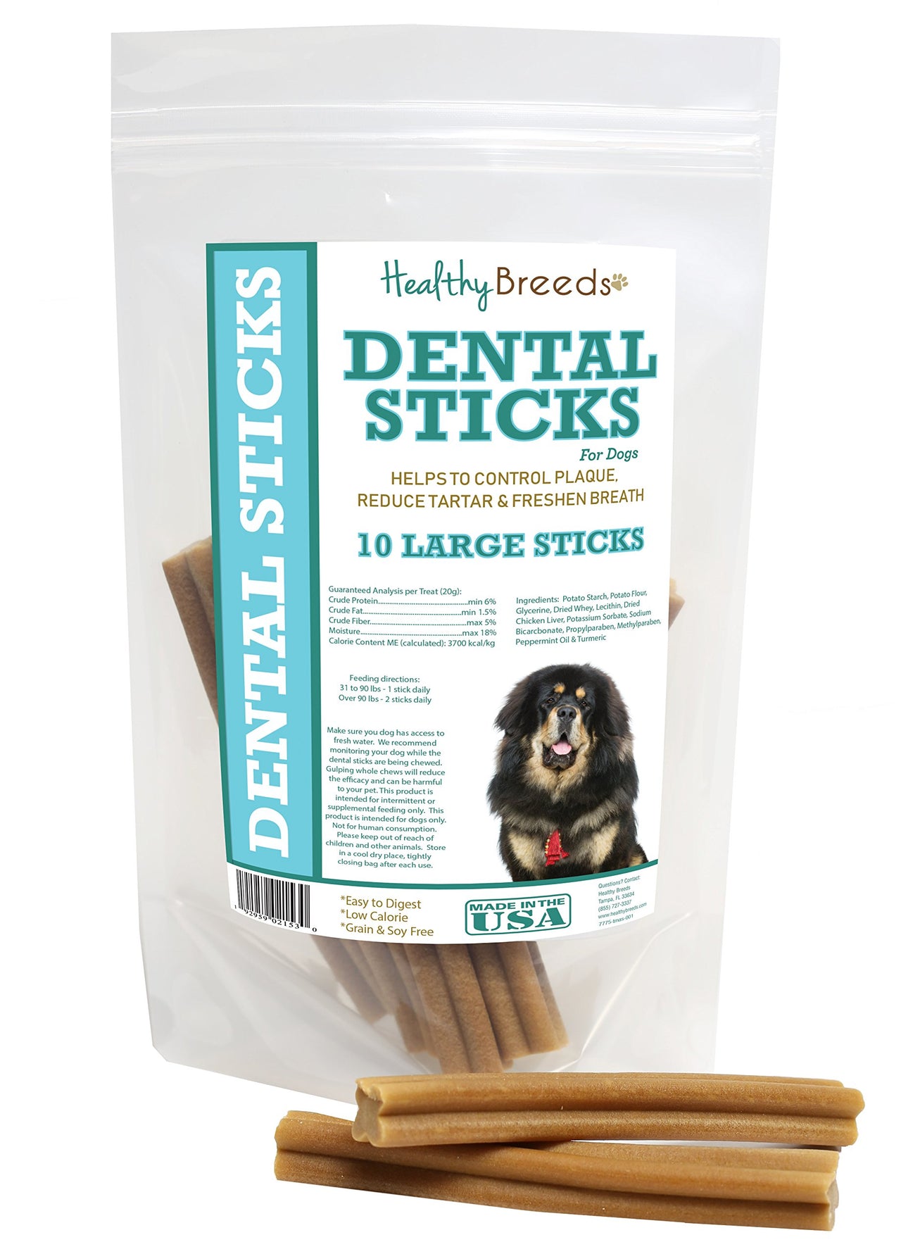 Healthy Breeds Tibetan Mastiff Dental Sticks Large 10 Count Large 10 Ct