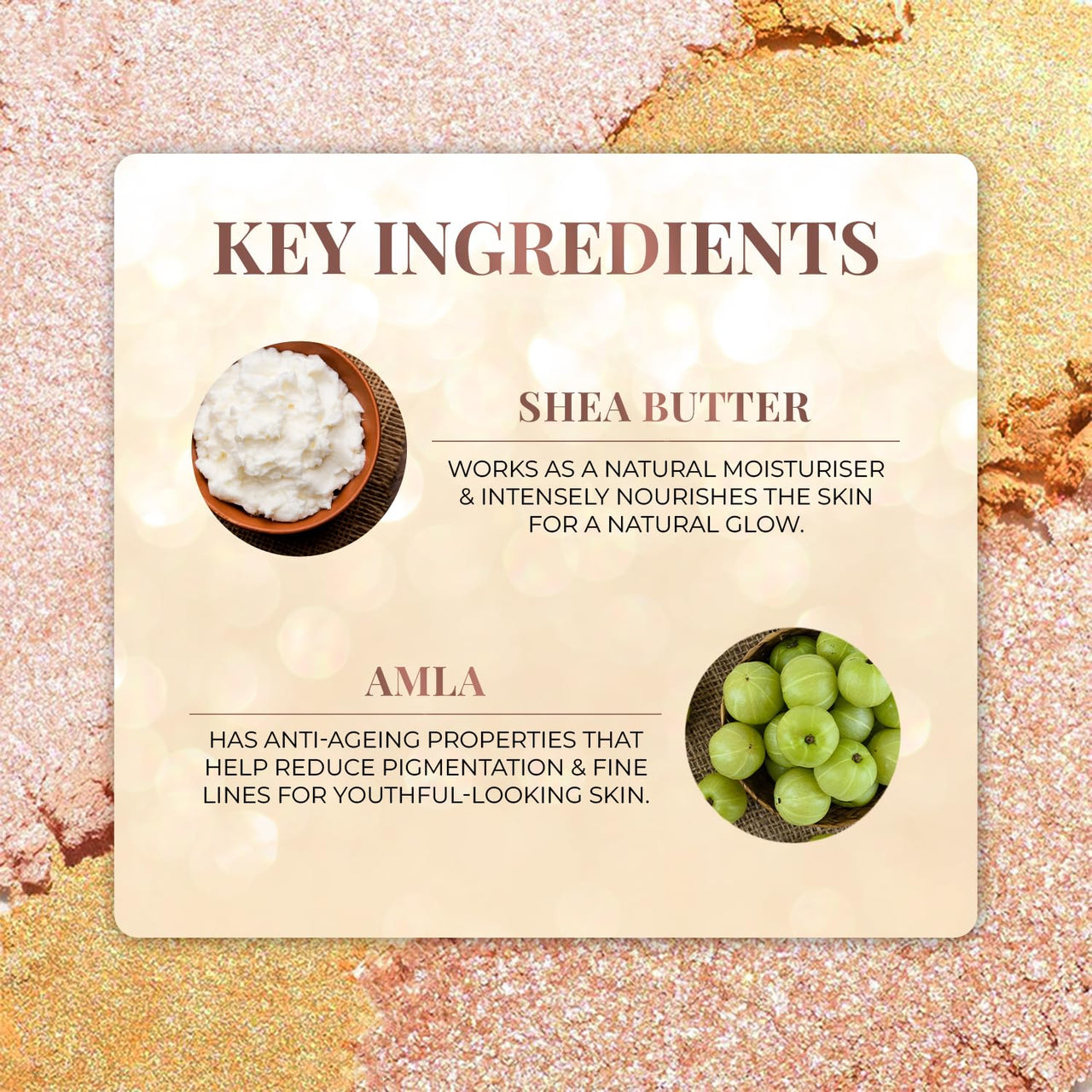 Just Herbs Lumi Glow Pressed Highlighter for Face Makeup Shea Butter + Vitamin C, 3.5 g (The Sun)