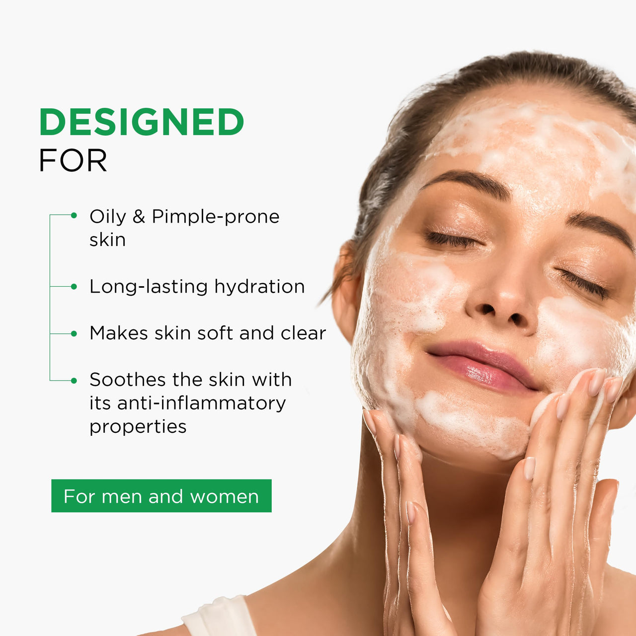Oshea Herbals Neempure Anti Acne & Pimple Gel Face Wash for Men and Women | Deep Cleansing with Neem Extract & Cinnamon Oil | Controls Sebum, Removes Impurities & Pimples - 100gm