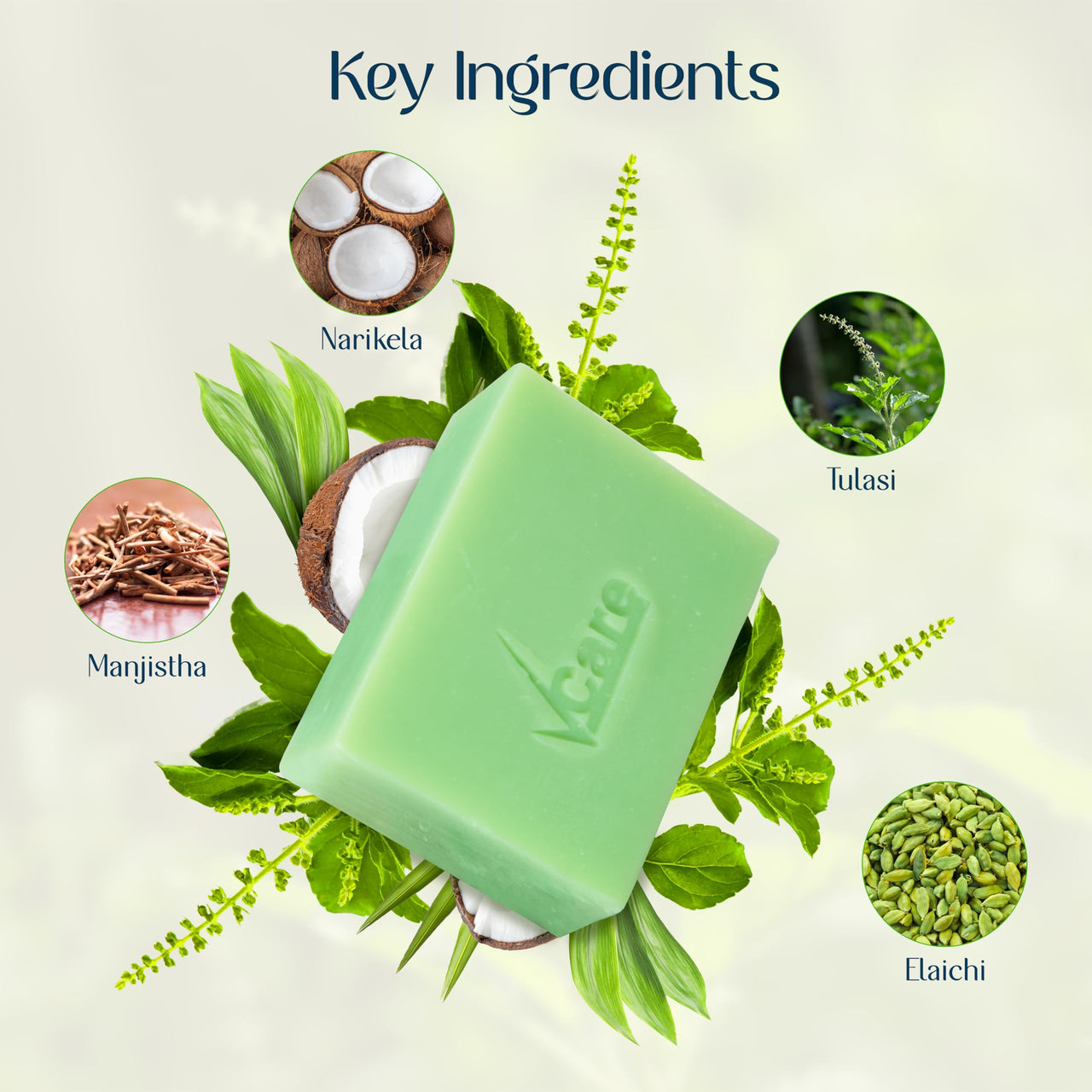 VCare Swarnothaya Herbal Soaps for Bath 100g | Handmade Soap Bar for Women and Men | Reduces Wrinkles and Exfoliates Dirt | Rejuvenates Skin Cells for a Soft and Glowing Skin | Pack of 1