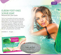 Vaadi Herbals Elbow Foot Knee Scrub Soap with Almond and Walnut Scrub, 75g x 3 and Vaadi Herbals Super Value Luxurious Saffron Skin Whitening Therapy Soap, 75g (Pack Of 6)
