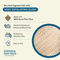 Bloom Exfoliating Bath Glove | (1 glove) | Exfoliating Gloves to Reduce Ingrown Hair & Strawberry Legs | 100% Ramie Fabric | Gently Removes Dead Skin Cells | For Sensitive Skin (Right Hand Glove)