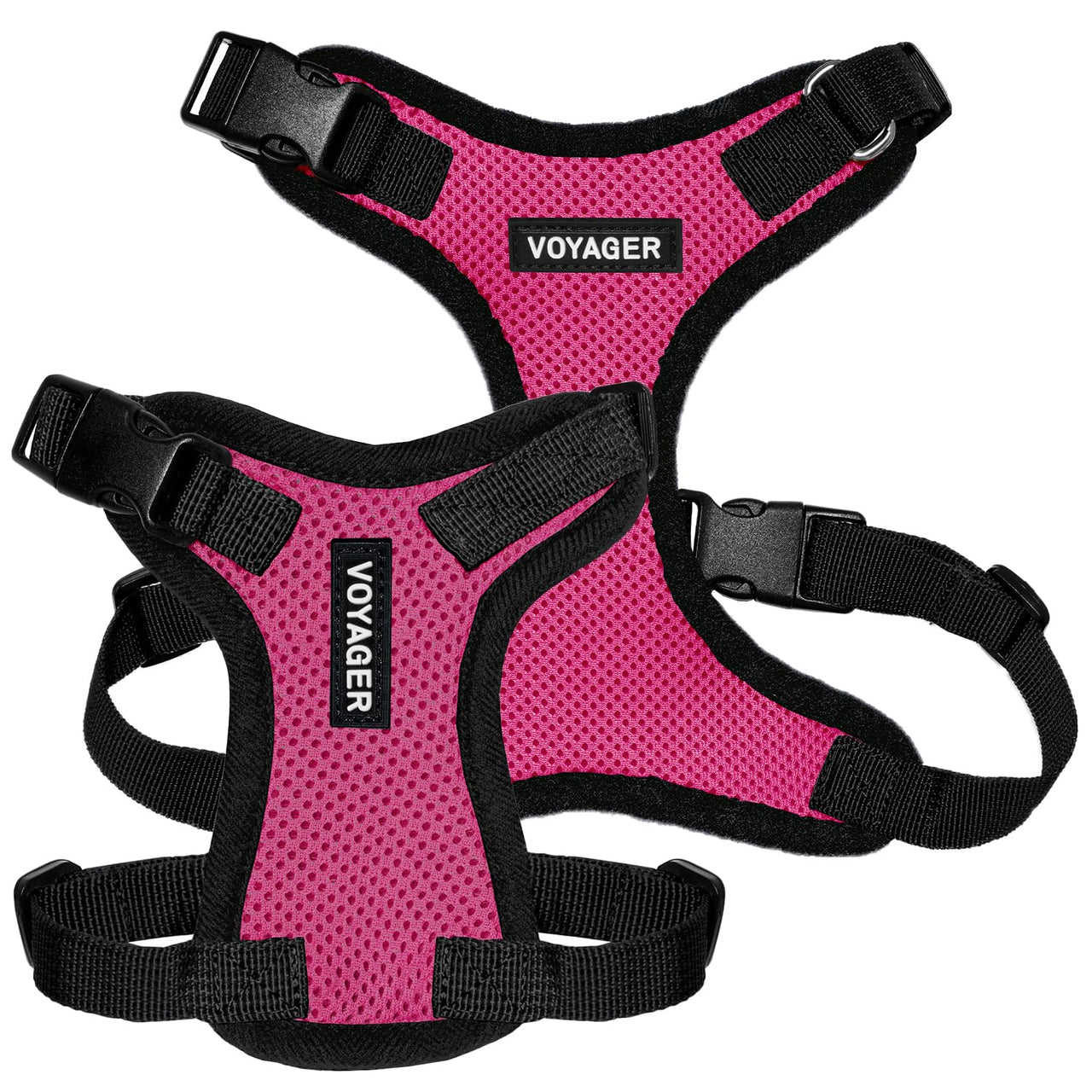 Voyager Step-in Lock Pet Harness - All Weather Mesh, Adjustable Step in Harness for Cats and Dogs by Best Pet Supplies - Fuchsia/Black Trim, XL