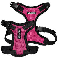 Voyager Step-in Lock Pet Harness - All Weather Mesh, Adjustable Step in Harness for Cats and Dogs by Best Pet Supplies - Fuchsia/Black Trim, XL
